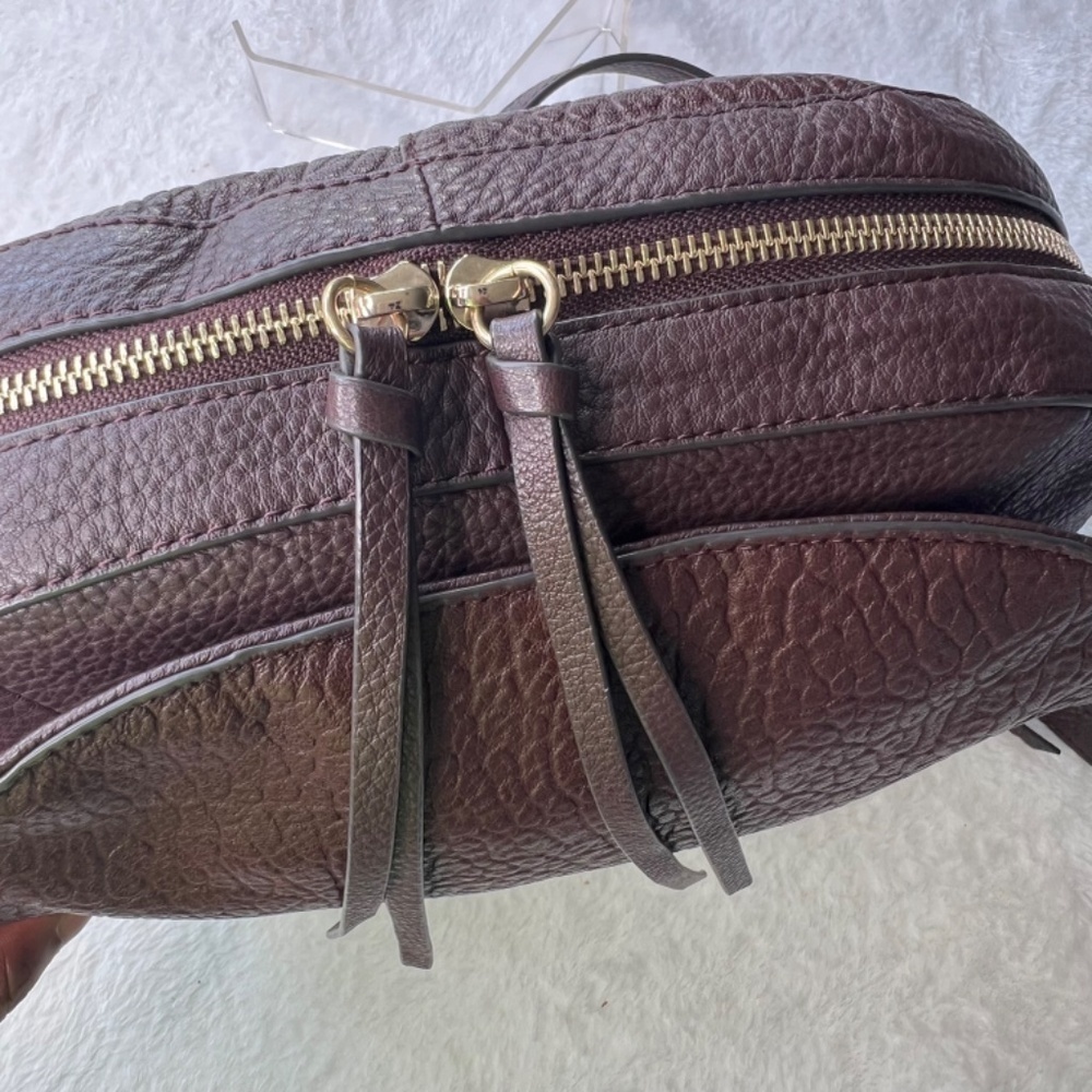 Vince Camuto Large Lamb Leather Crossbody Bag – Ida Black Cherry - Picture 9 of 16